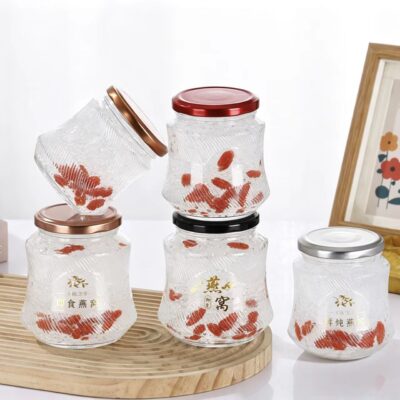 RX034 Ribbed Bird's Nest Glass Jar with Customizable Tinplate Lid