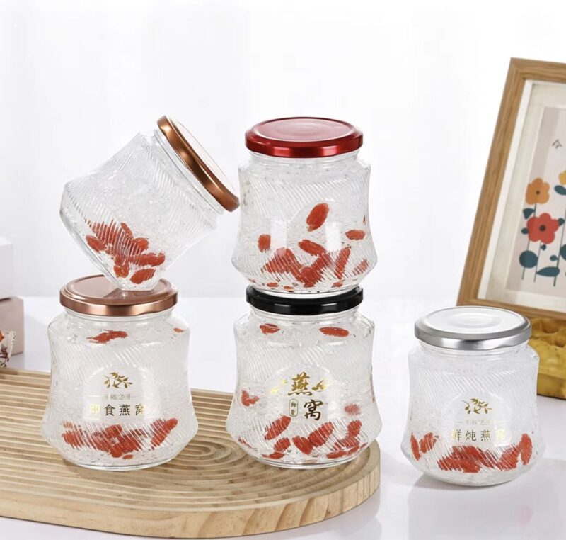 RX034 Ribbed Bird's Nest Glass Jar with Customizable Tinplate Lid