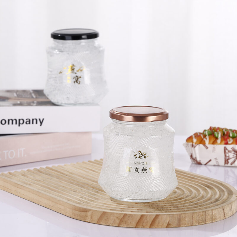 RX034 Ribbed Bird's Nest Glass Jar with Customizable Tinplate Lid