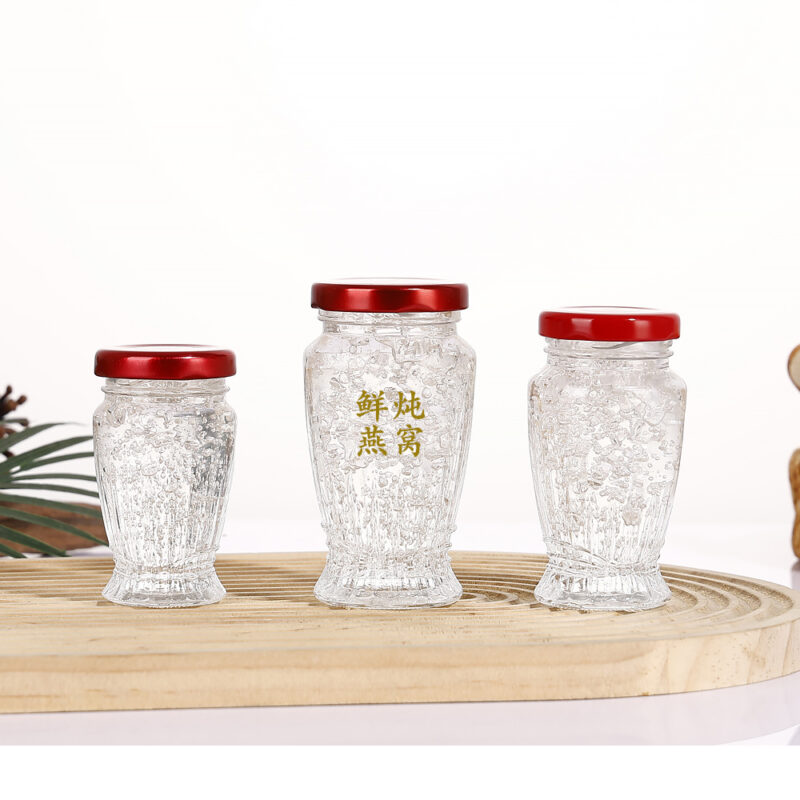 RX033 Elegant Fluted Bird's Nest Glass Bottle with Multi-color Metal Lid