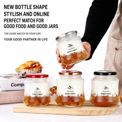 RX034 Ribbed Bird's Nest Glass Jar with Customizable Tinplate Lid