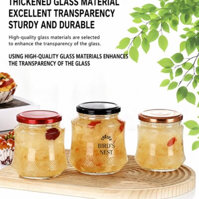 RX034 Ribbed Bird's Nest Glass Jar with Customizable Tinplate Lid