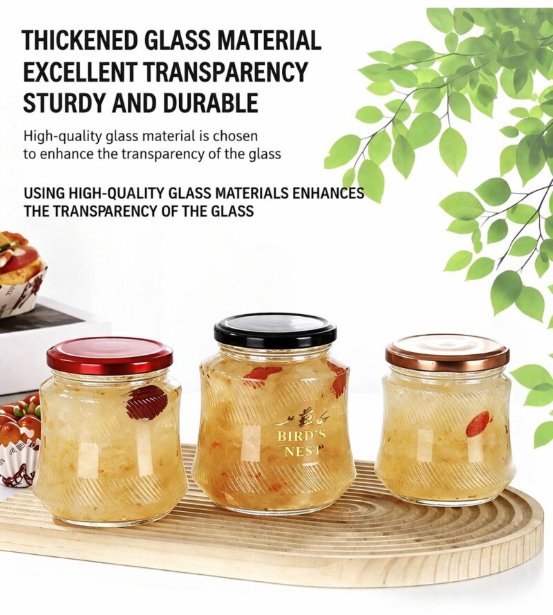 RX034 Ribbed Bird's Nest Glass Jar with Customizable Tinplate Lid